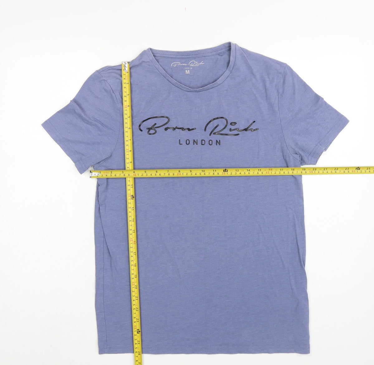 Born Rich Men’s Blue M London Logo Graphic Crew Neck T-Shirt