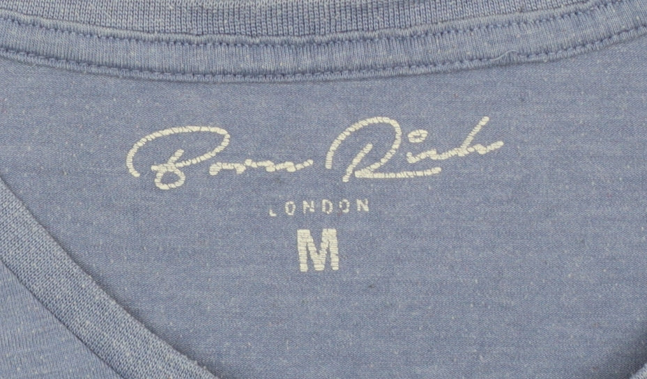 Born Rich Men’s Blue M London Logo Graphic Crew Neck T-Shirt
