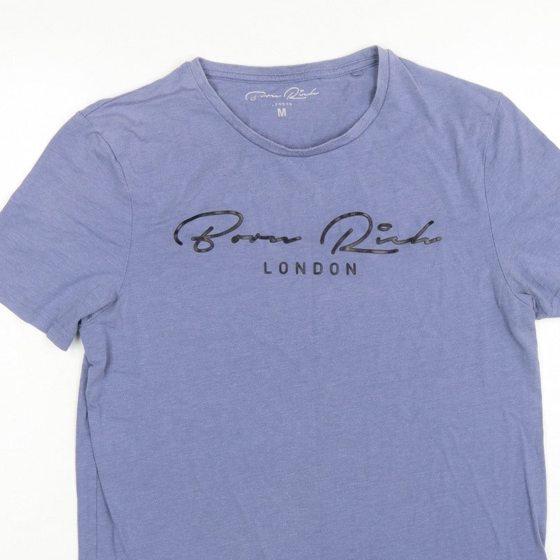 Born Rich Men’s Blue M London Logo Graphic Crew Neck T-Shirt