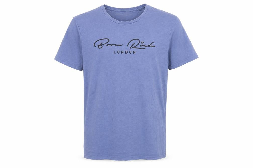Born Rich Men’s Blue M London Logo Graphic Crew Neck T-Shirt