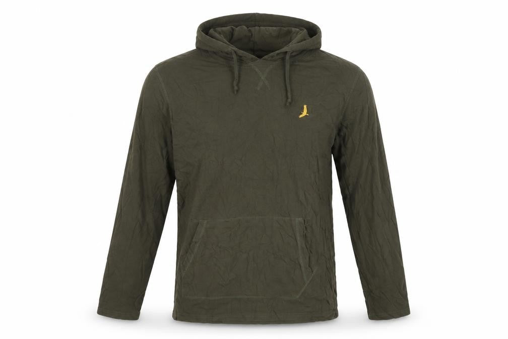 Brave Soul Men Green L Hooded Long Sleeve Cotton T-Shirt Logo