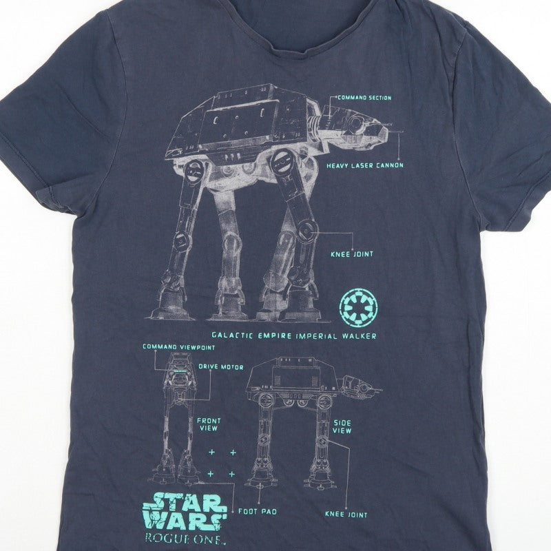 Star Wars Men’s Blue M Rogue One AT-AT Graphic Print T-Shirt
