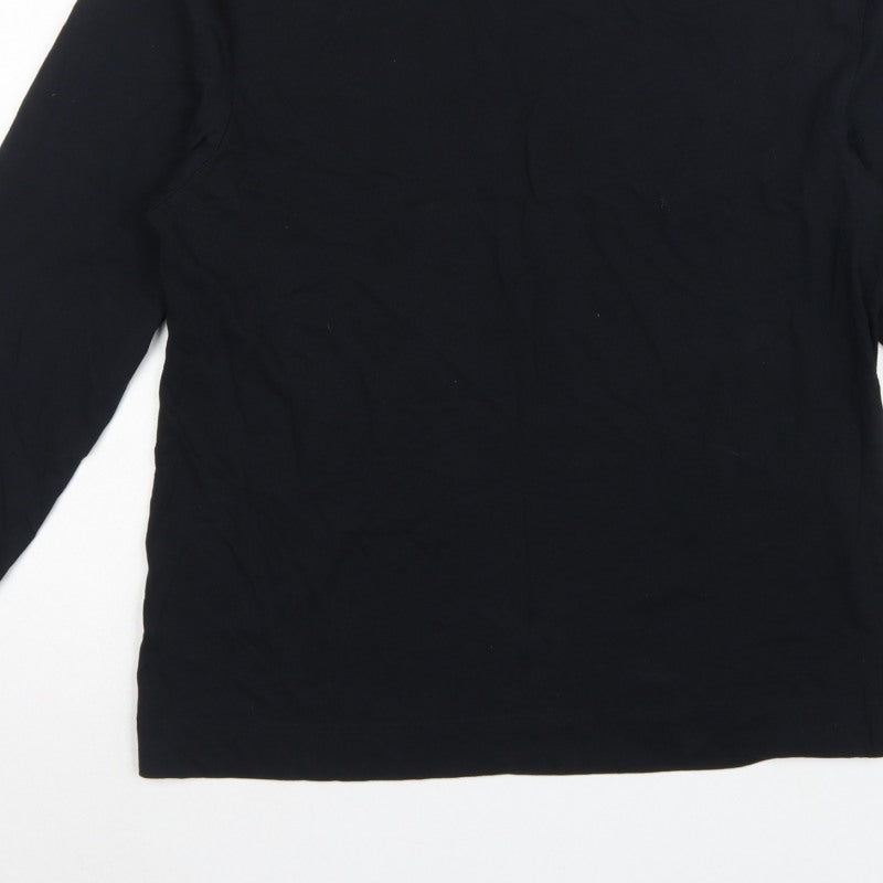 Collusion Men's Black M Long Sleeve Crew Neck Cotton T-Shirt