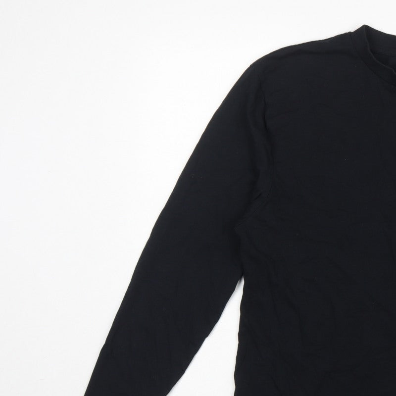 Collusion Men's Black M Long Sleeve Crew Neck Cotton T-Shirt
