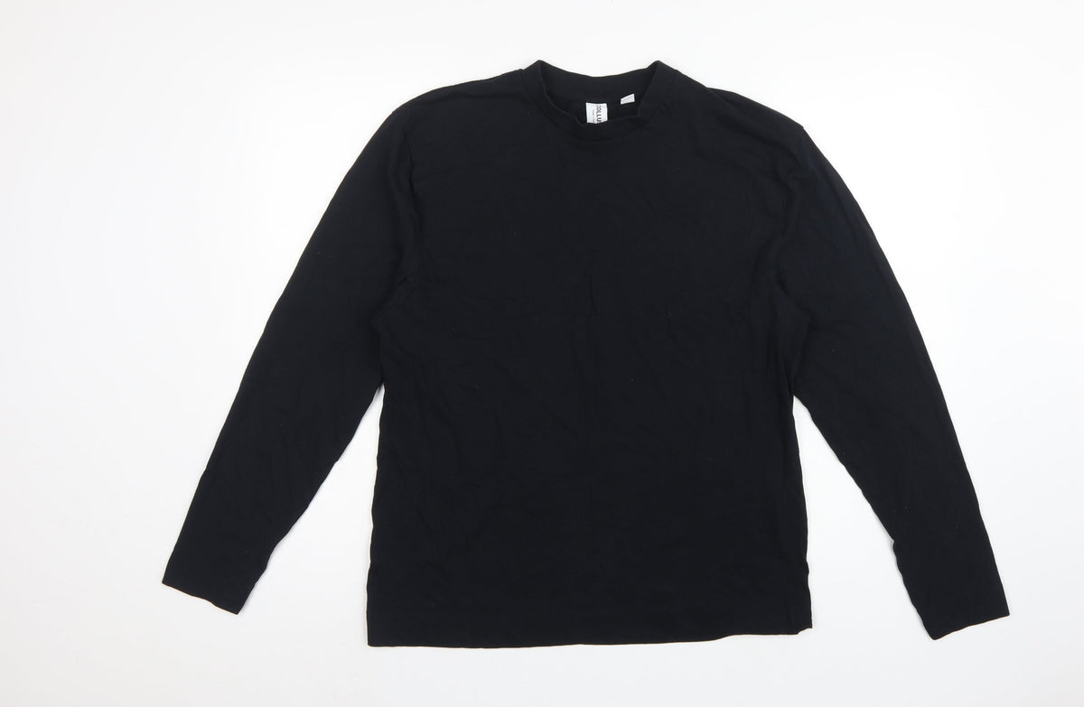 Collusion Men's Black M Long Sleeve Crew Neck Cotton T-Shirt