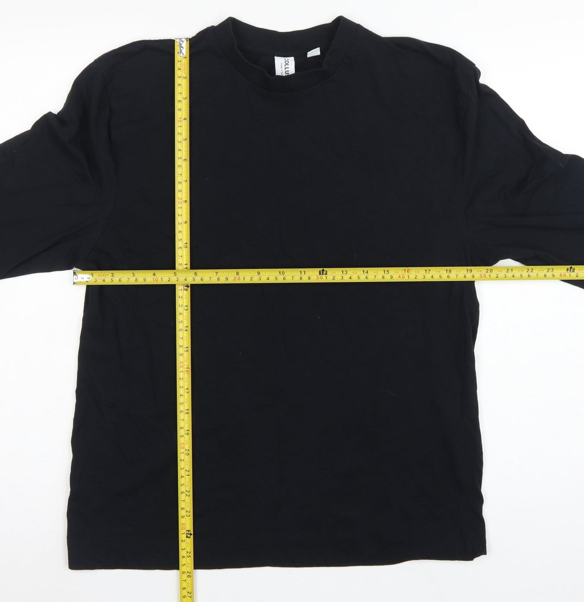 Collusion Men's Black M Long Sleeve Crew Neck Cotton T-Shirt