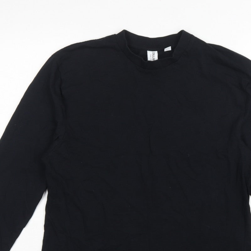 Collusion Men's Black M Long Sleeve Crew Neck Cotton T-Shirt