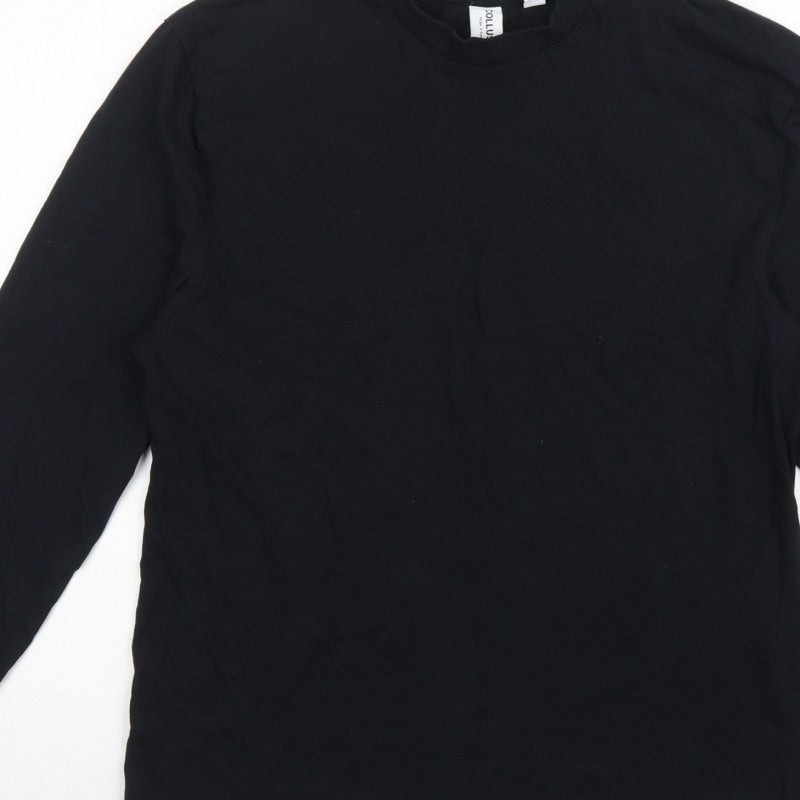 Collusion Men's Black M Long Sleeve Crew Neck Cotton T-Shirt