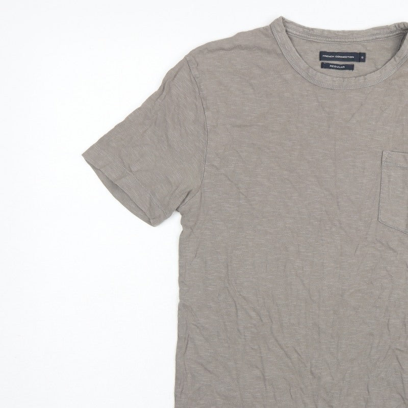 French Connection Men Grey Size S Regular Pocket Crew Neck T-Shirt