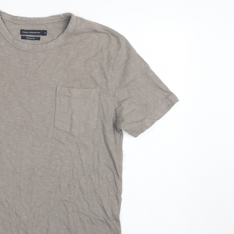French Connection Men Grey Size S Regular Pocket Crew Neck T-Shirt