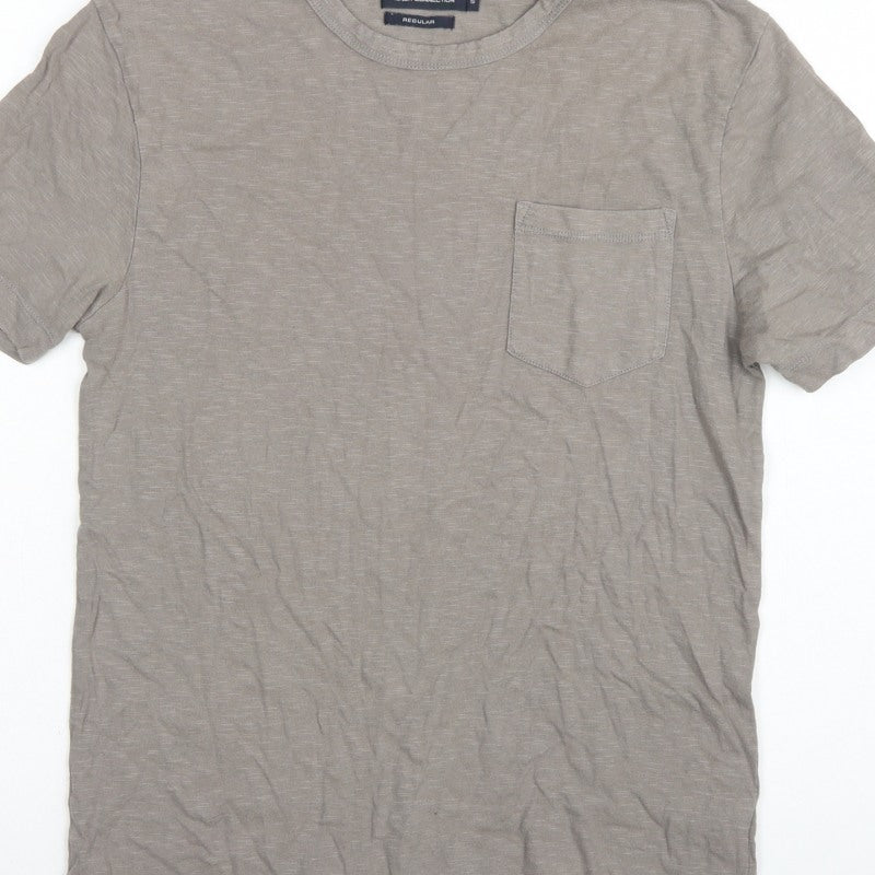 French Connection Men Grey Size S Regular Pocket Crew Neck T-Shirt