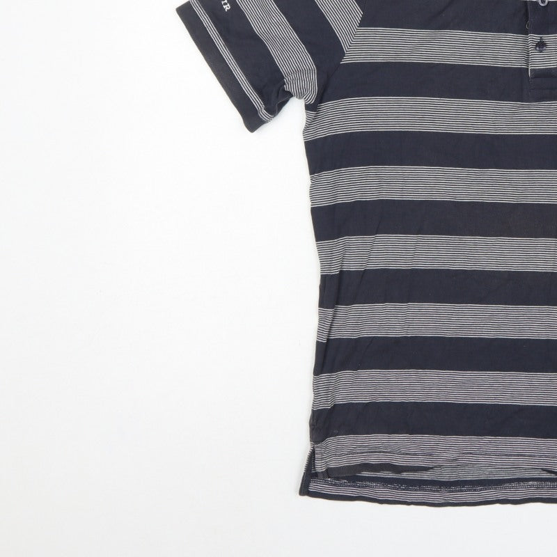 Glenmuir 1891 Men's Blue M Striped Cotton Golf Polo Shirt Logo