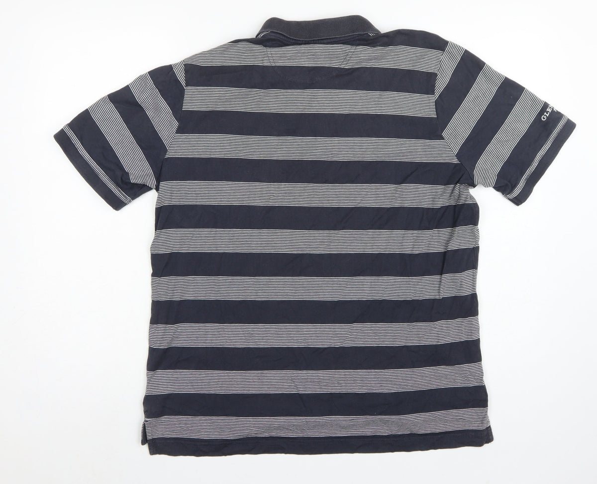 Glenmuir 1891 Men's Blue M Striped Cotton Golf Polo Shirt Logo
