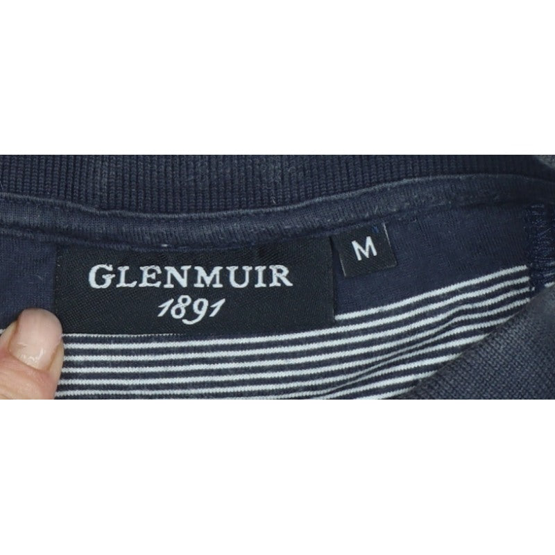 Glenmuir 1891 Men's Blue M Striped Cotton Golf Polo Shirt Logo