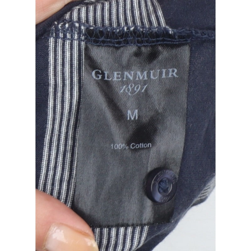 Glenmuir 1891 Men's Blue M Striped Cotton Golf Polo Shirt Logo