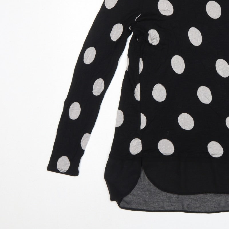 Roman Women Black Grey Polka Dot Tunic Blouse Size 14 Long Sleeve
