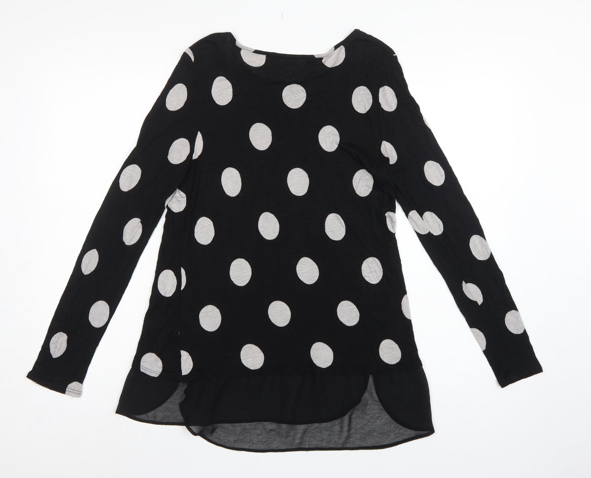 Roman Women Black Grey Polka Dot Tunic Blouse Size 14 Long Sleeve