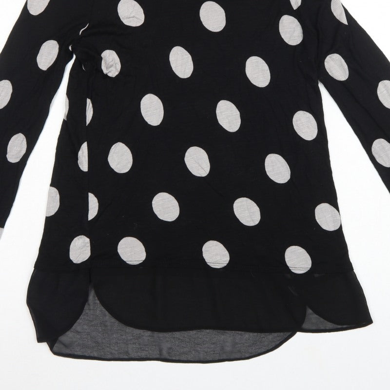 Roman Women Black Grey Polka Dot Tunic Blouse Size 14 Long Sleeve