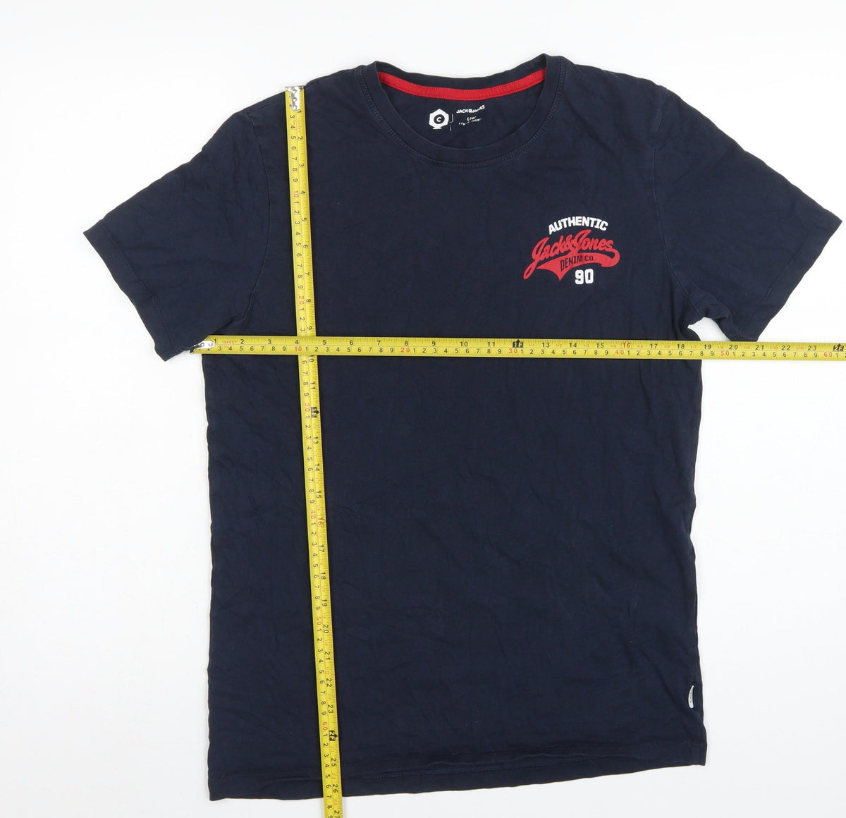 Jack & Jones Mens Blue M Crew Neck Logo Graphic Cotton T-Shirt