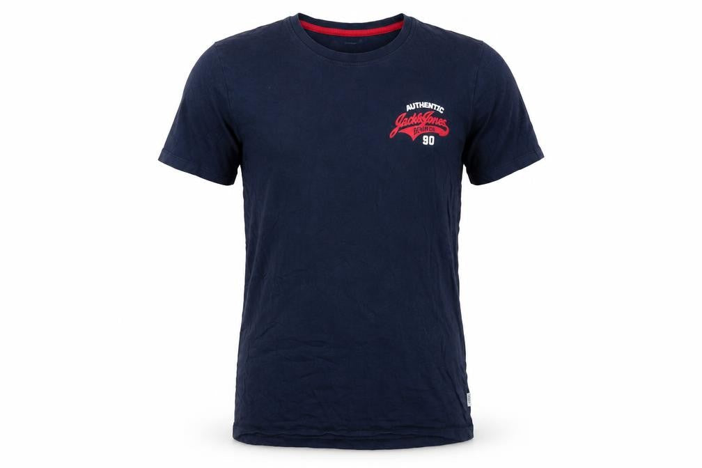Jack & Jones Mens Blue M Crew Neck Logo Graphic Cotton T-Shirt