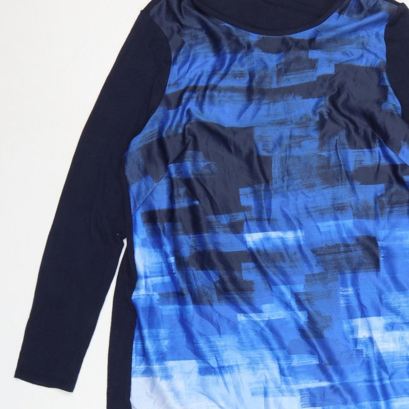 Phase Eight Women Blue Geometric Shift Dress Size 18 Long Sleeve