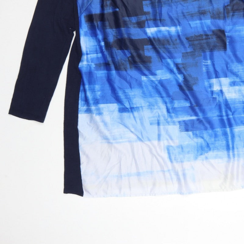 Phase Eight Women Blue Geometric Shift Dress Size 18 Long Sleeve