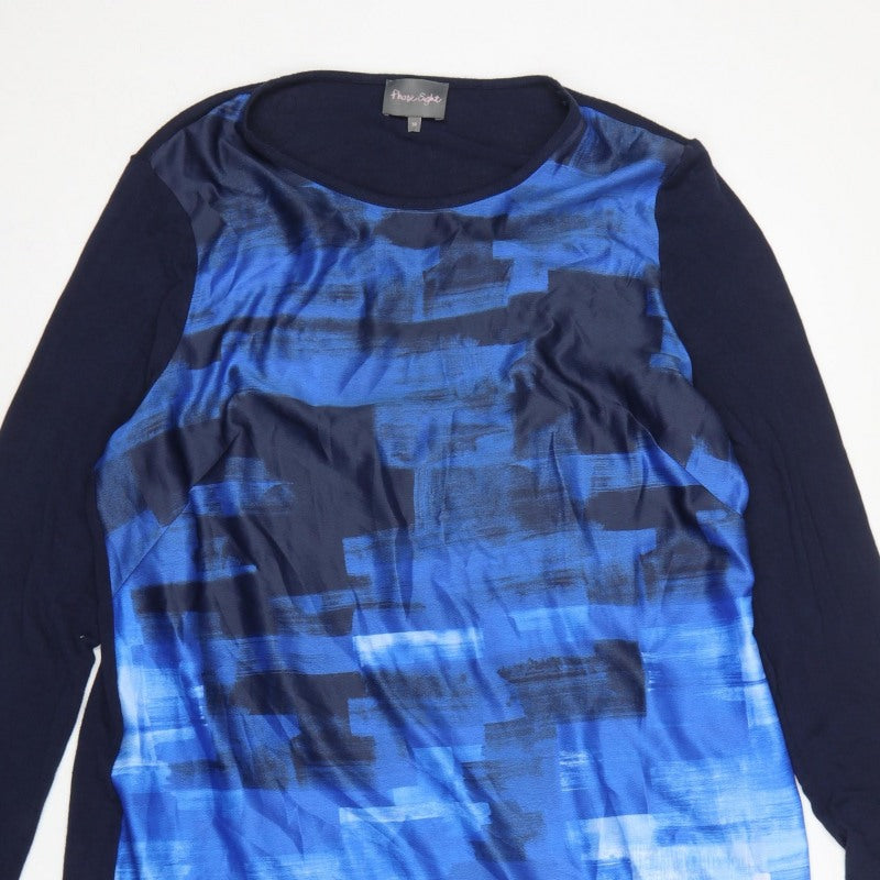 Phase Eight Women Blue Geometric Shift Dress Size 18 Long Sleeve
