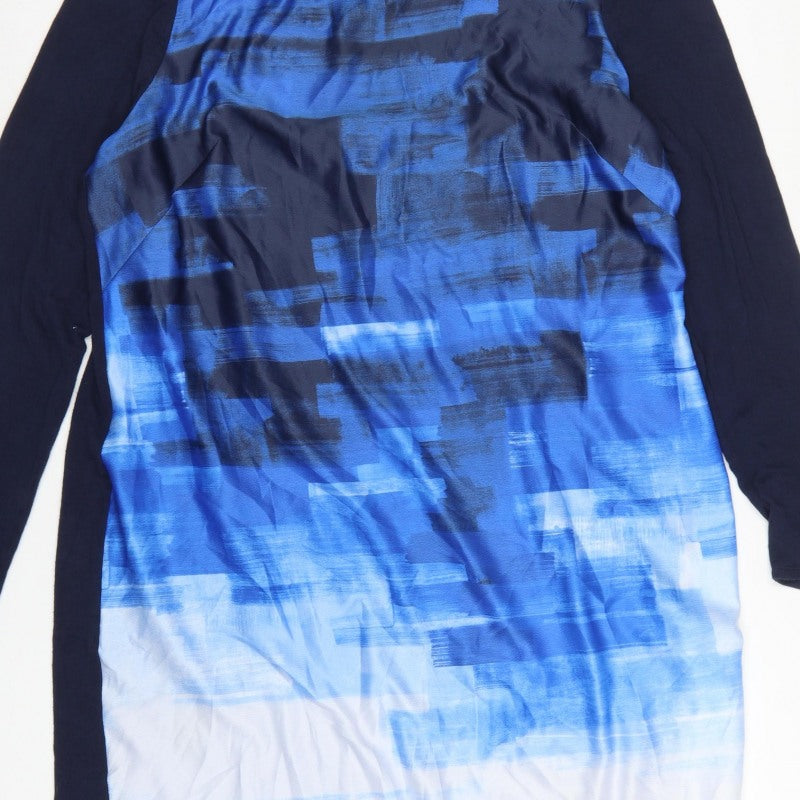 Phase Eight Women Blue Geometric Shift Dress Size 18 Long Sleeve