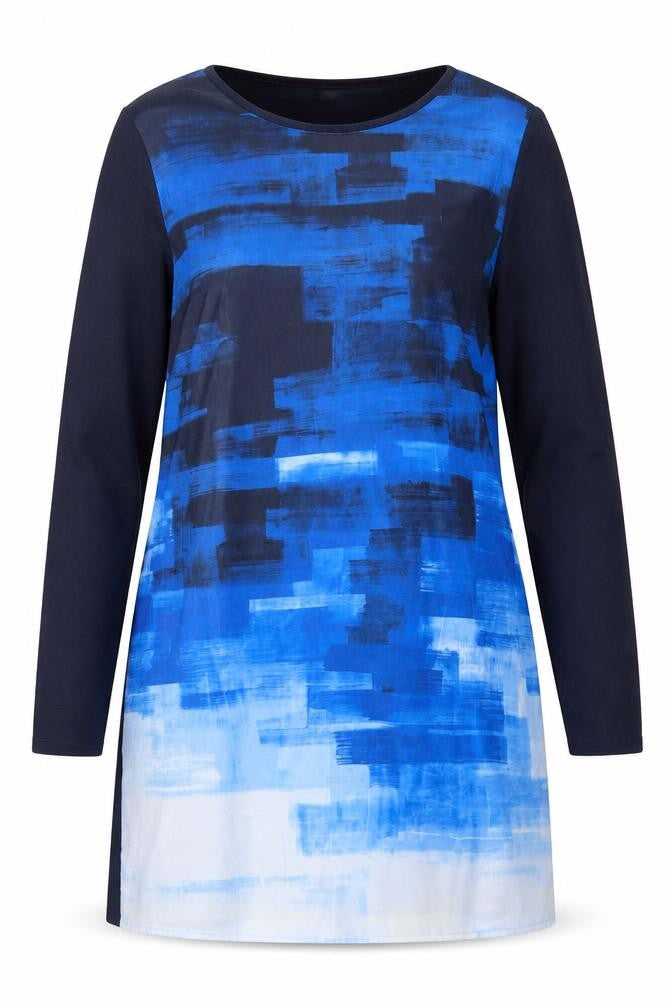 Phase Eight Women Blue Geometric Shift Dress Size 18 Long Sleeve