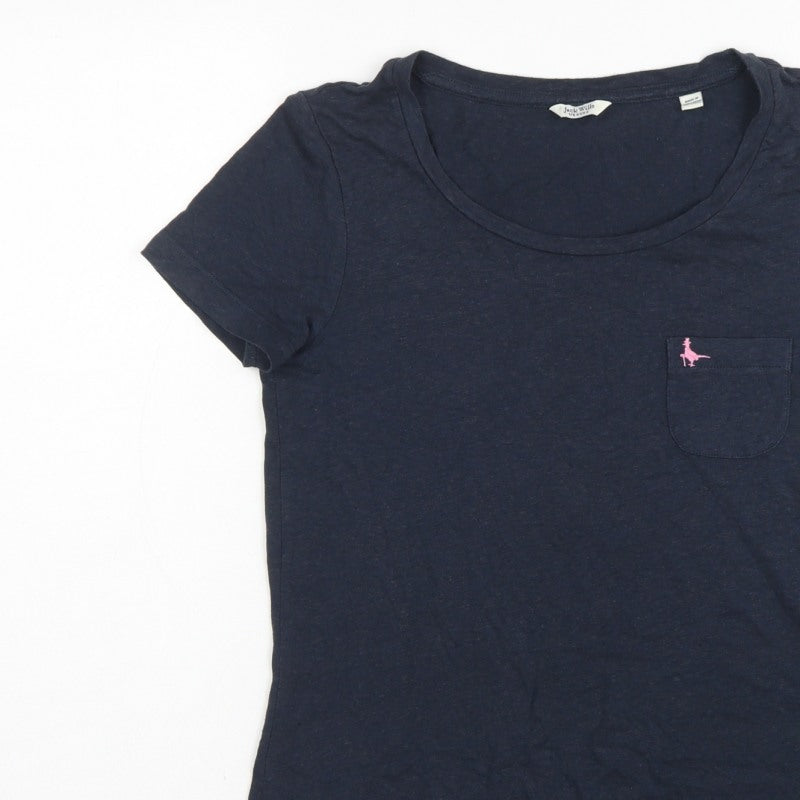 Jack Wills Women Blue UK 6 Basic Scoop Neck Pocket T-Shirt