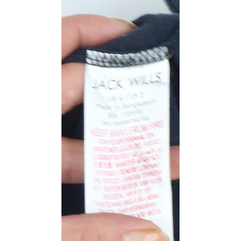 Jack Wills Women Blue UK 6 Basic Scoop Neck Pocket T-Shirt