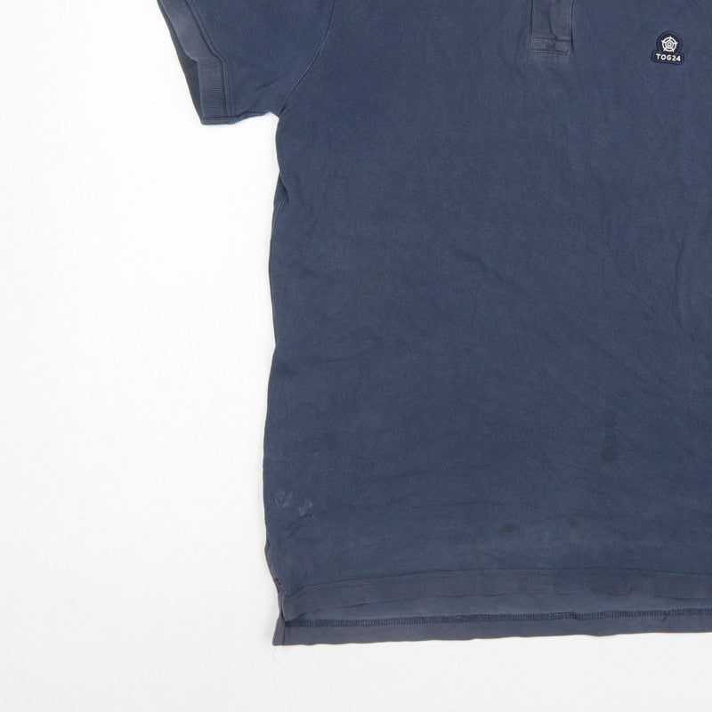 TOG24 Men's Blue M Short Sleeve Logo Casual Polo Shirt