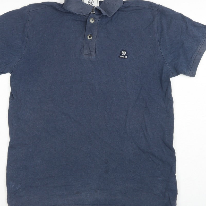 TOG24 Men's Blue M Short Sleeve Logo Casual Polo Shirt