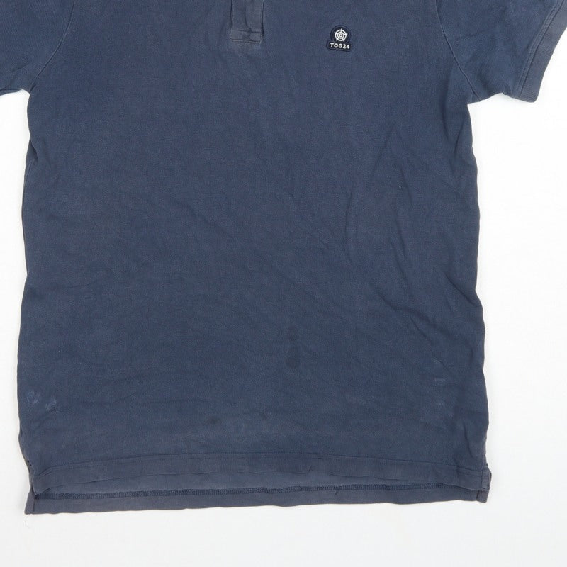 TOG24 Men's Blue M Short Sleeve Logo Casual Polo Shirt