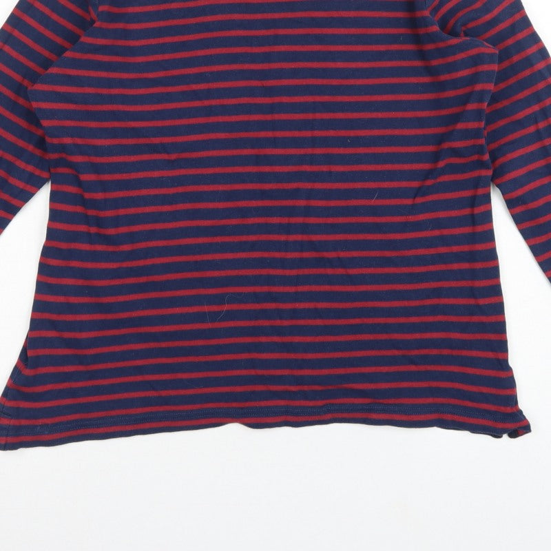 Voile Bleue Women Blue Red Striped XL Jersey Nautical Long Sleeve Top