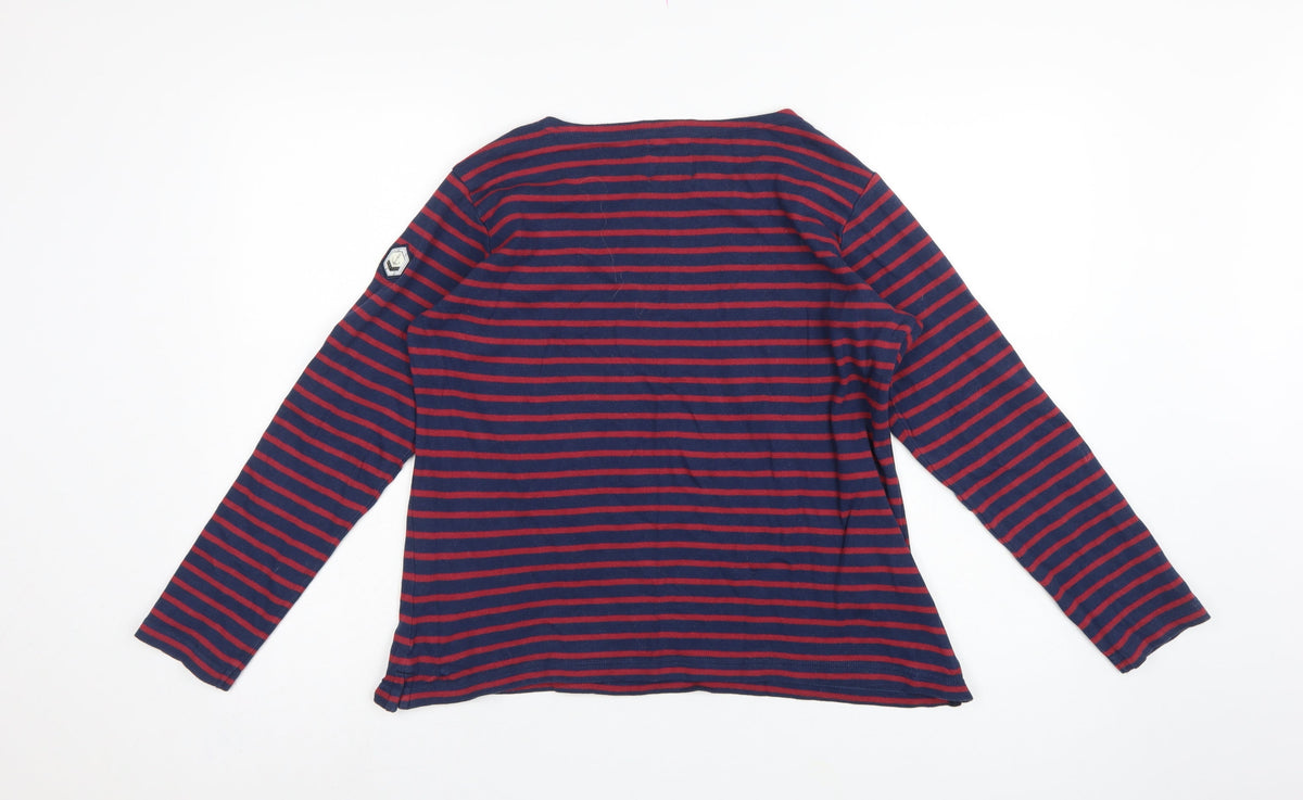 Voile Bleue Women Blue Red Striped XL Jersey Nautical Long Sleeve Top