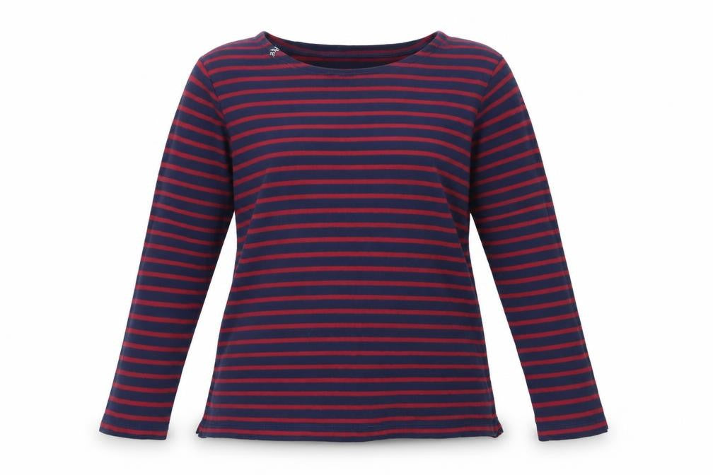 Voile Bleue Women Blue Red Striped XL Jersey Nautical Long Sleeve Top
