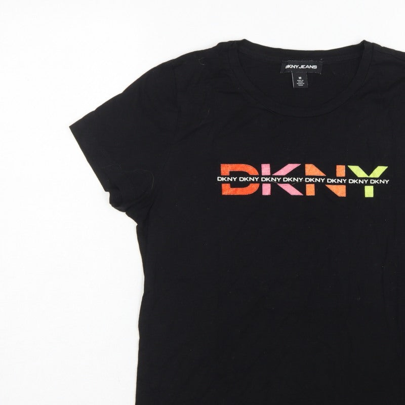 DKNY Jeans Women's Black M Jersey Graphic Logo T-Shirt