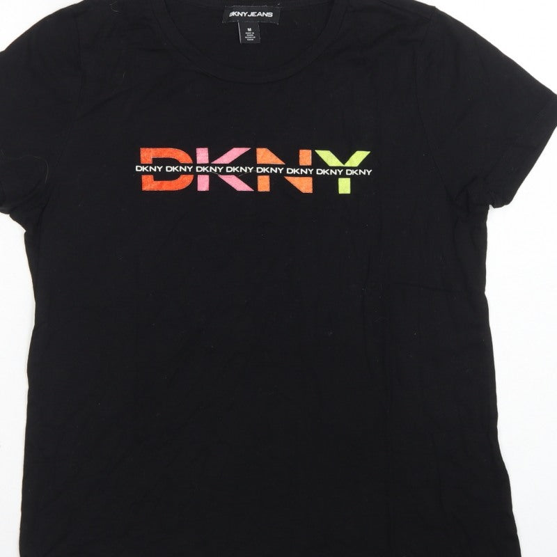 DKNY Jeans Women's Black M Jersey Graphic Logo T-Shirt