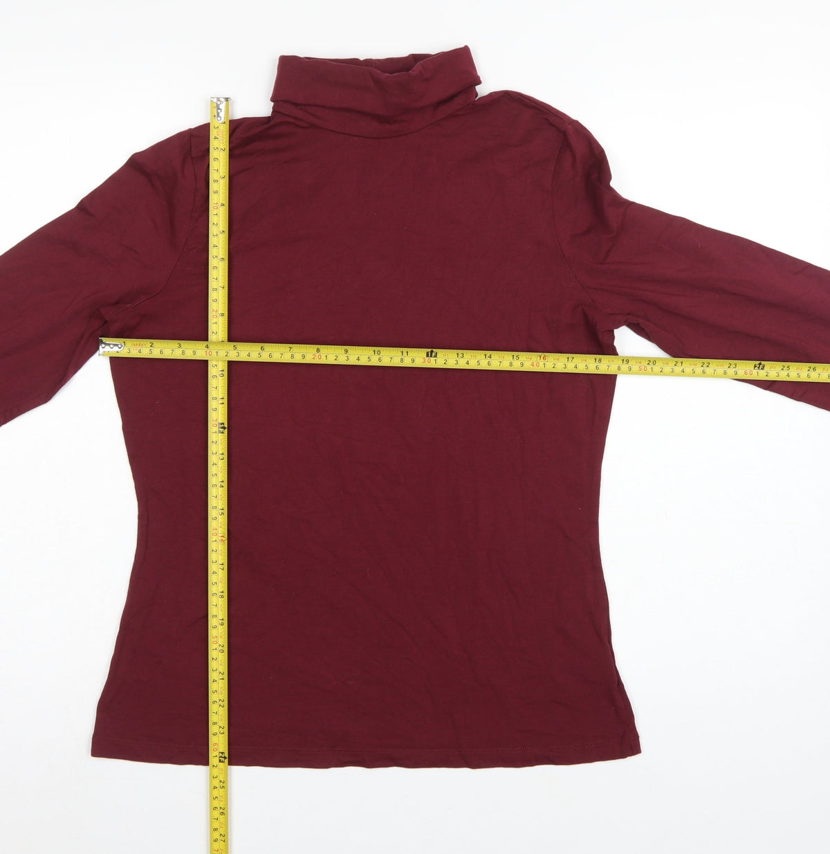 Lands' End Women's Red M Basic Roll Neck Long Sleeve Stretch Top