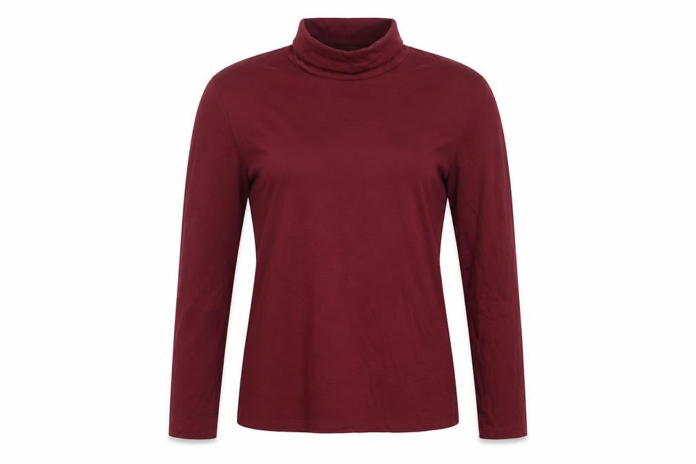 Lands' End Women's Red M Basic Roll Neck Long Sleeve Stretch Top
