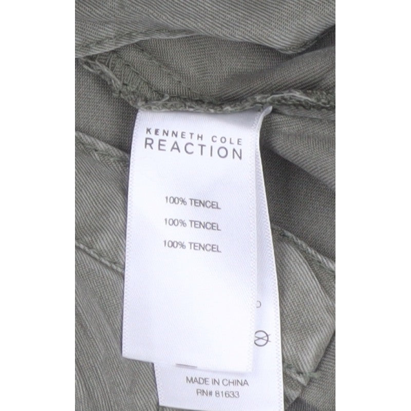 Kenneth Cole Reaction Women Green M Tencel Shirt Dress Pockets