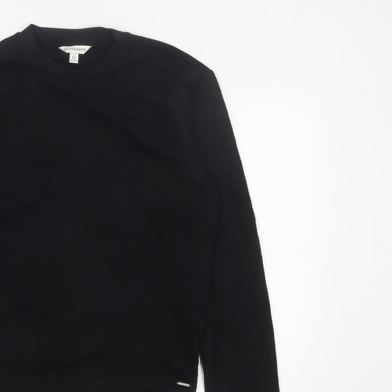 Autograph Men’s Black Small Textured Crew Neck Pullover Sweatshirt