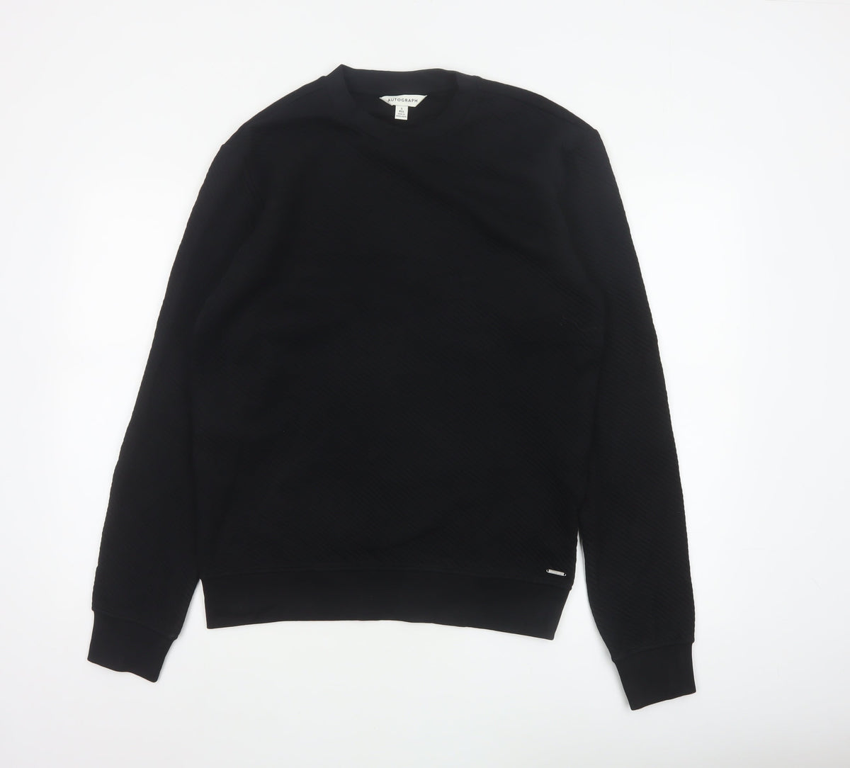 Autograph Men’s Black Small Textured Crew Neck Pullover Sweatshirt