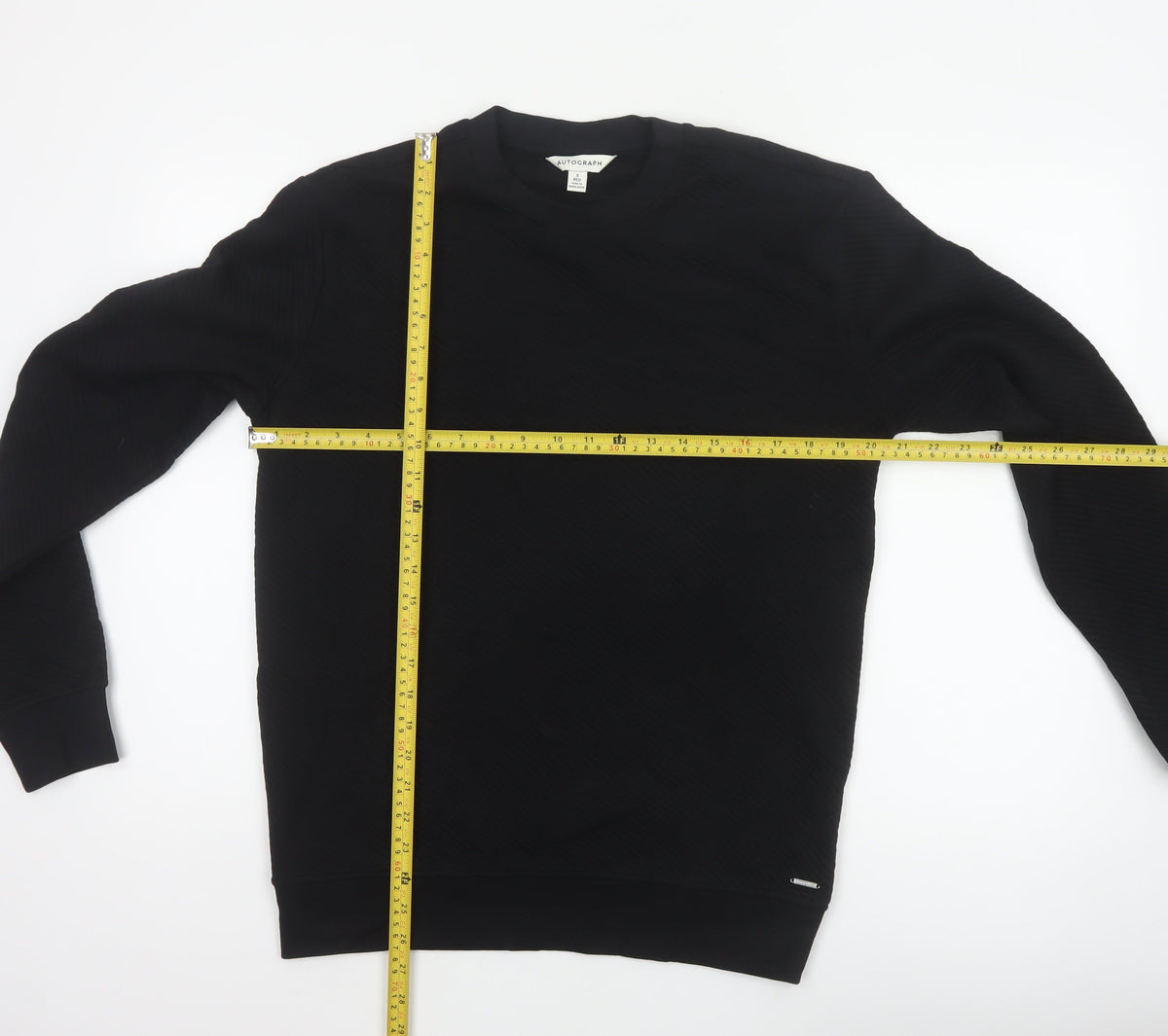 Autograph Men’s Black Small Textured Crew Neck Pullover Sweatshirt
