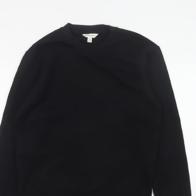 Autograph Men’s Black Small Textured Crew Neck Pullover Sweatshirt