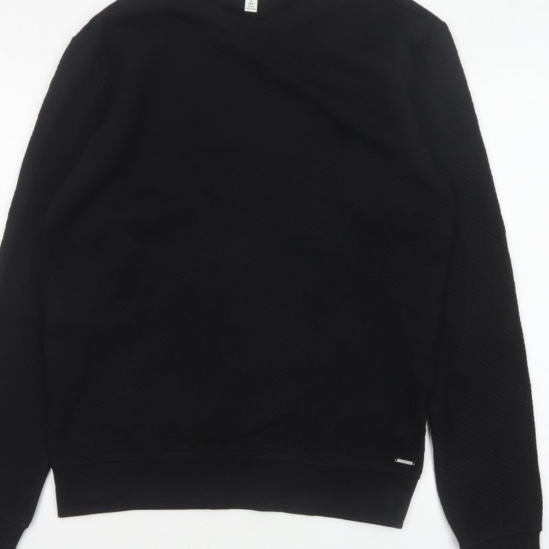 Autograph Men’s Black Small Textured Crew Neck Pullover Sweatshirt