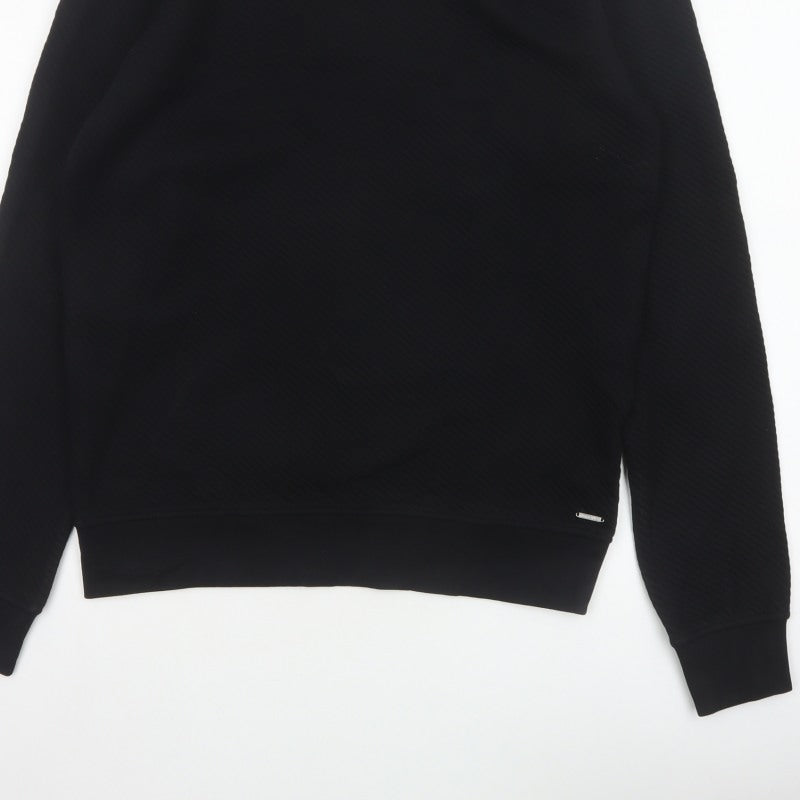 Autograph Men’s Black Small Textured Crew Neck Pullover Sweatshirt