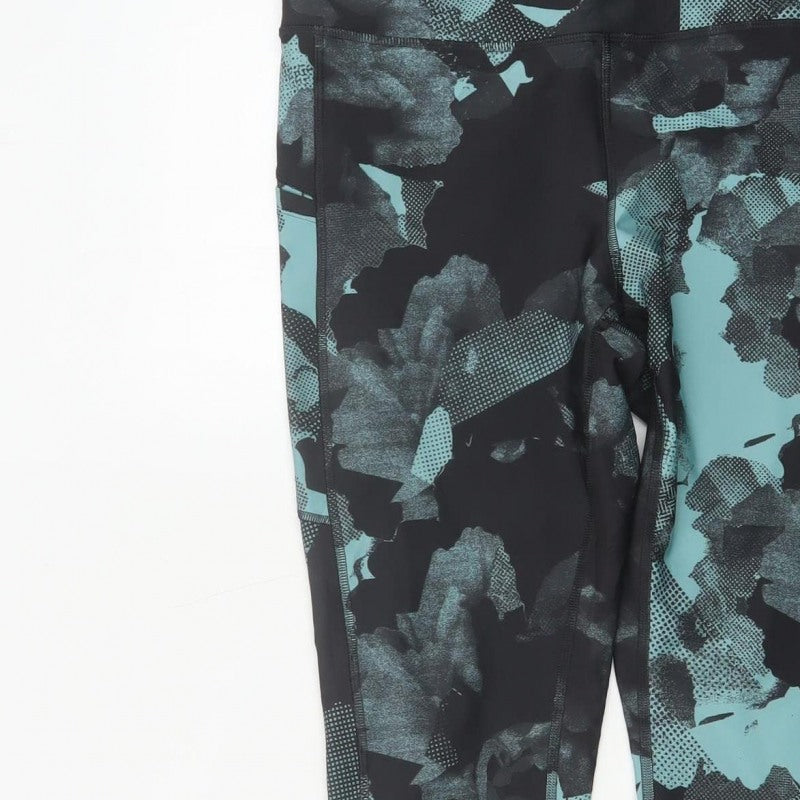 Marks & Spencer Goodmove Women Blue Black Geometric Gym Leggings UK 12