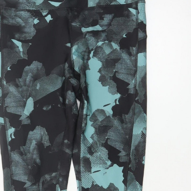 Marks & Spencer Goodmove Women Blue Black Geometric Gym Leggings UK 12
